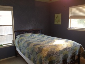 Bedroom setup free of dust mite habitat. No curtains, bedskirts, or decorative pillows.